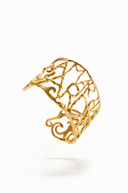 Zalio gold plated wide message bracelet