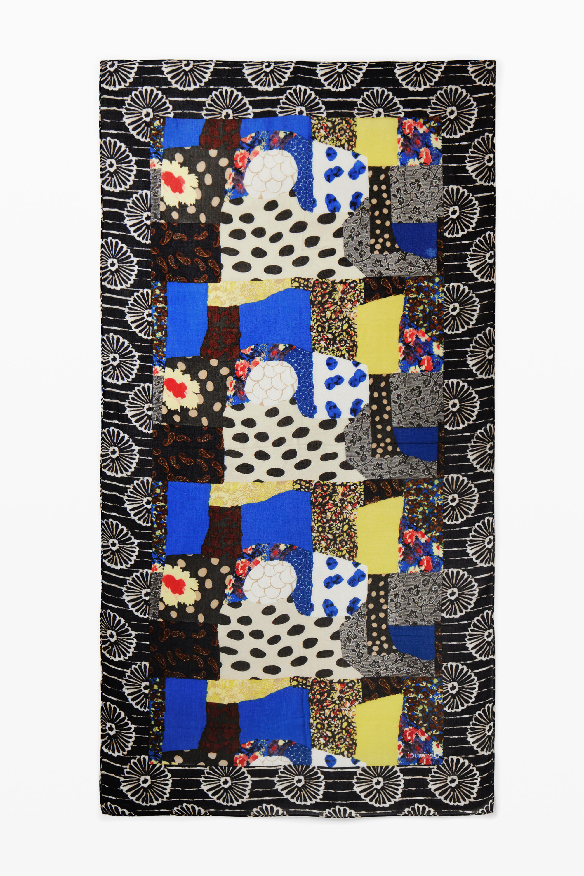 Desigual, Bloemenpatch sjaal, Polyester, Blauw, U