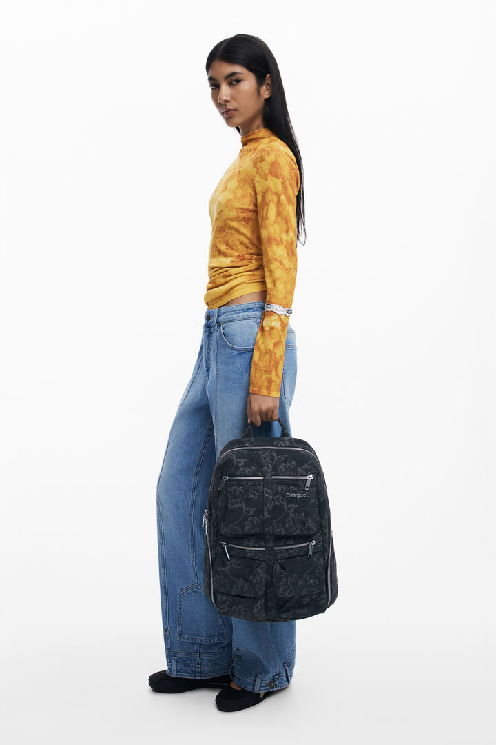 Large embroidered denim backpack | Desigual