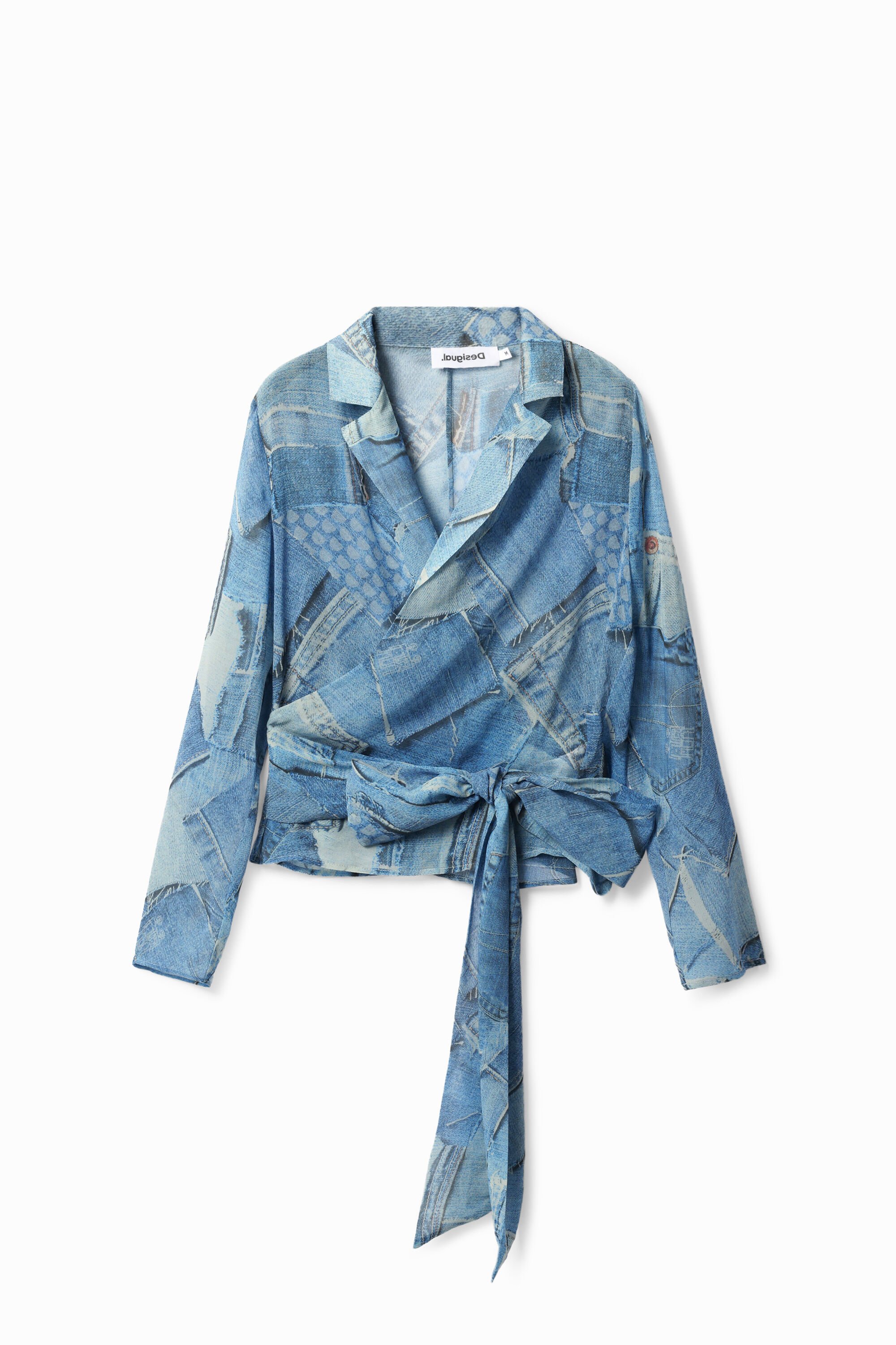 Wickelbluse Denim-Patches