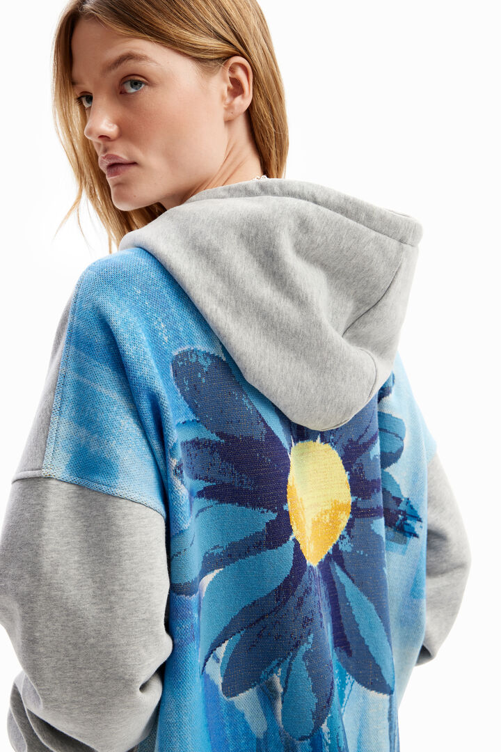 Oversize daisy zip hoodie