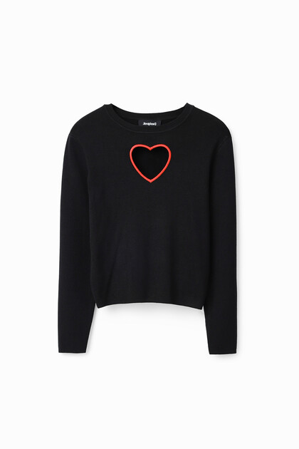 Pull découpe cœur