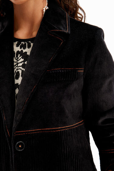Long patchwork corduroy coat | Desigual