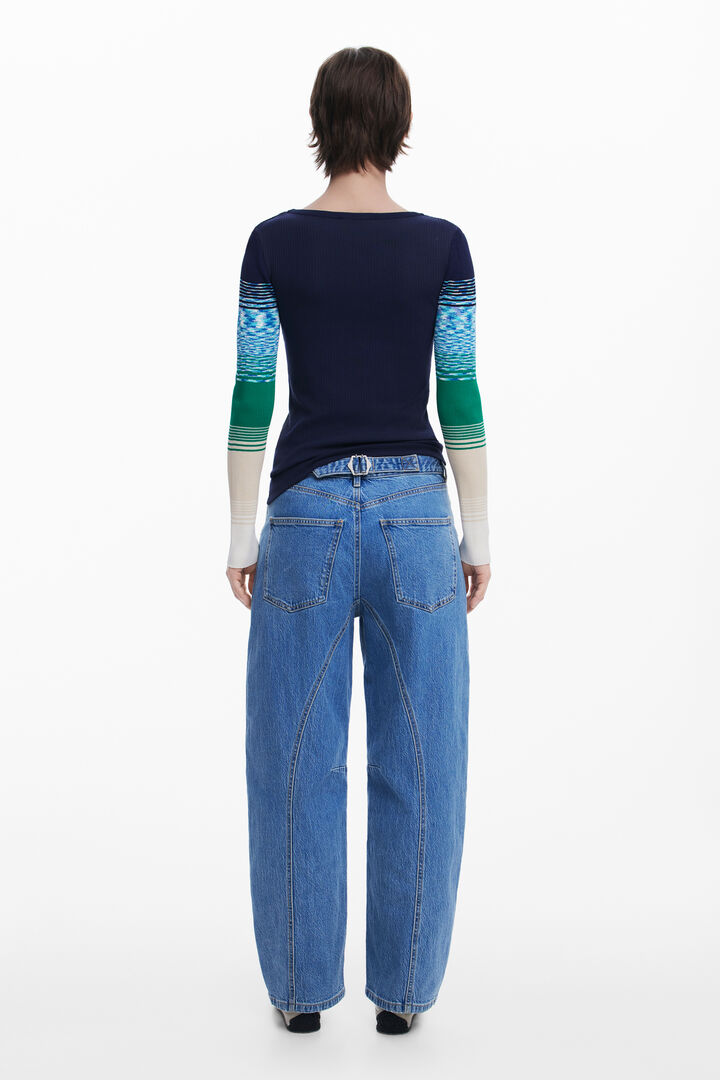 T-shirt with printed sleeves | Desigual
