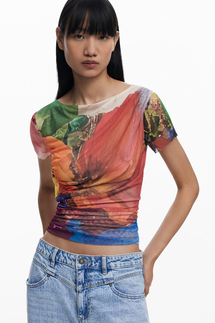 T-shirt en mousseline drapée | Desigual