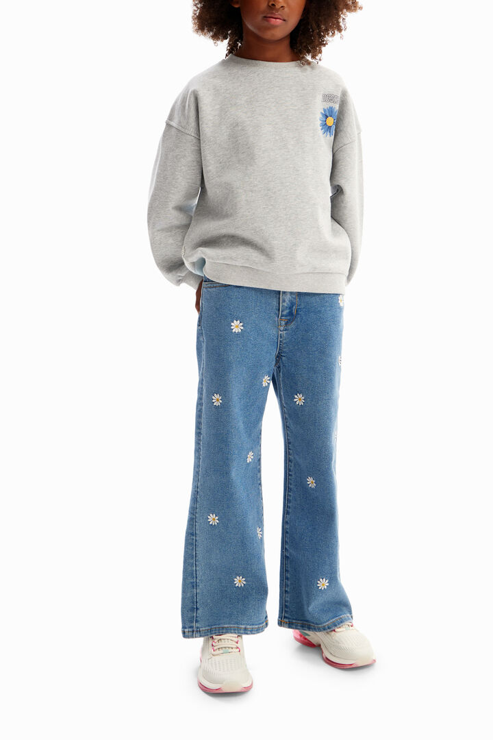 Oversized sweatshirt with flower illustration | Desigual