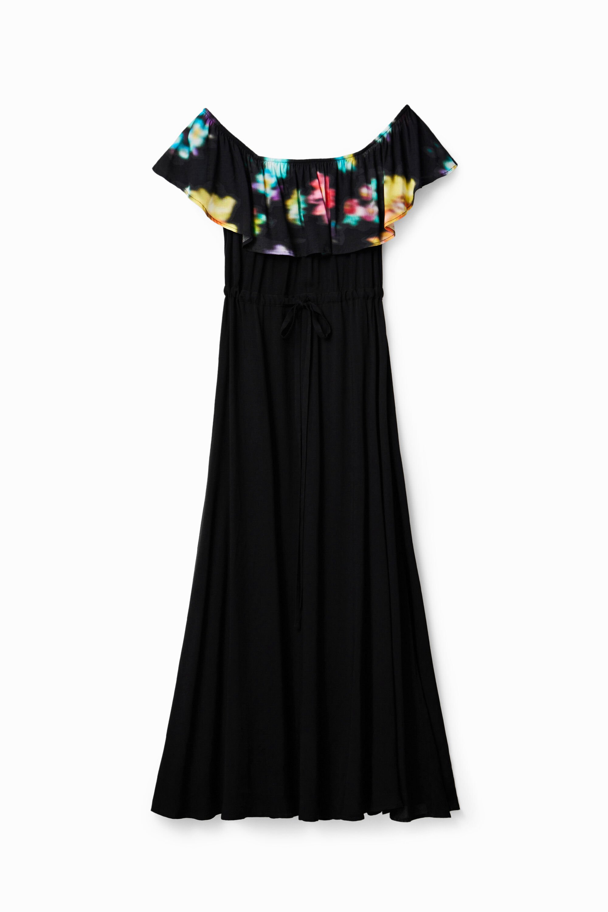 Long blurry ruffle dress
