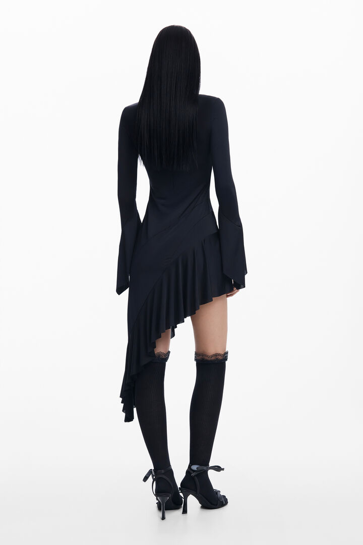 Asymmetric black dress María Escoté | Desigual