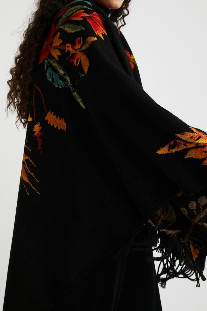 Floral poncho fringe | Desigual