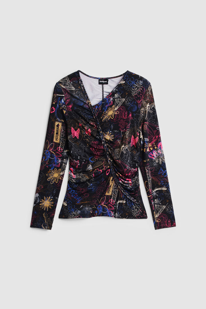 Camiseta fruncida grafitti | Desigual