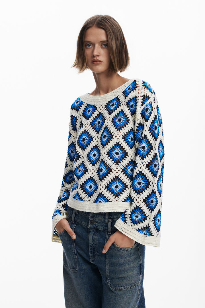 Maglione crochet multicolore