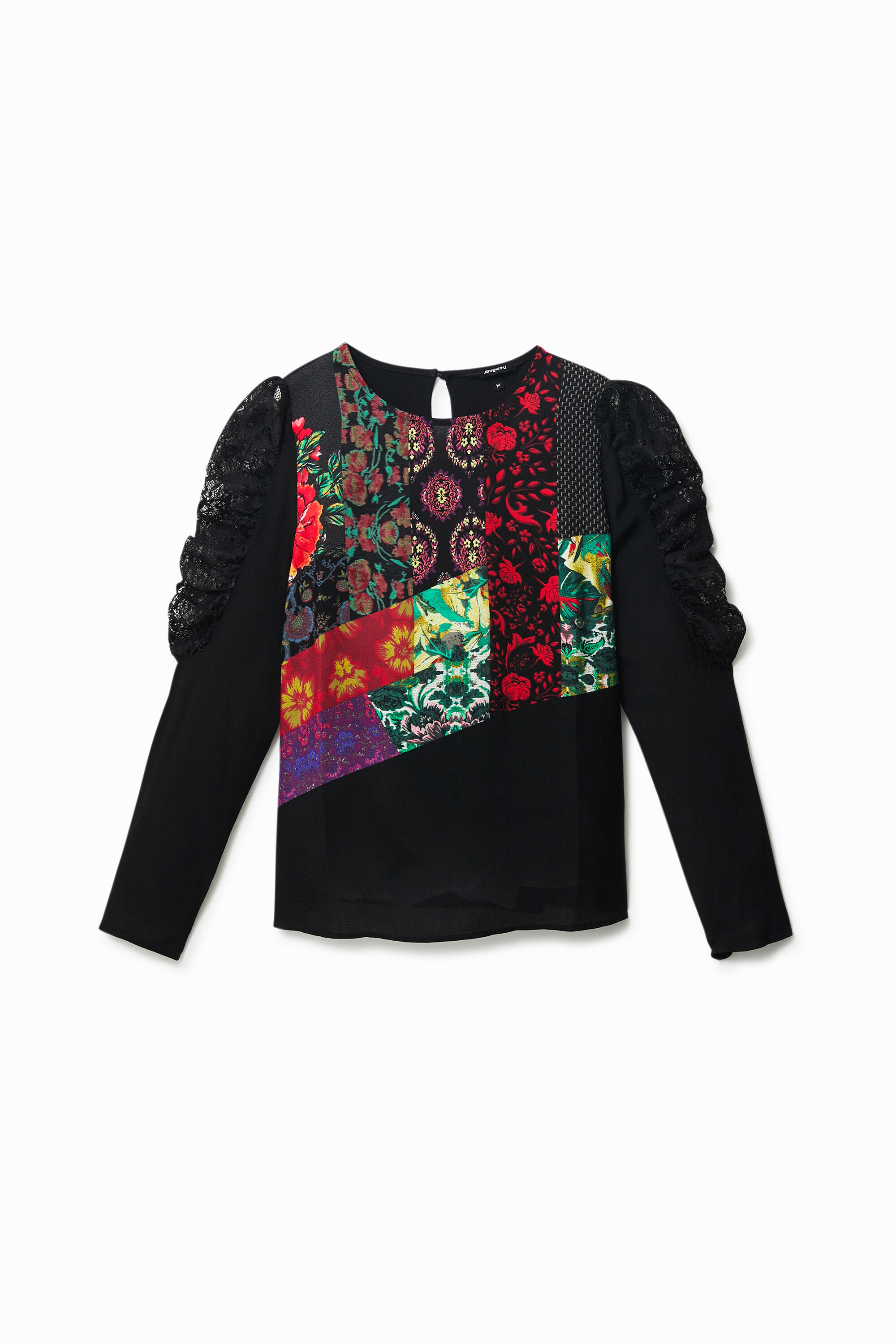Bluse Digital-Patch Spitzenärmel