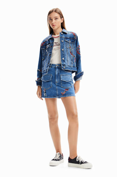 Embroidered denim trucker jacket | Desigual