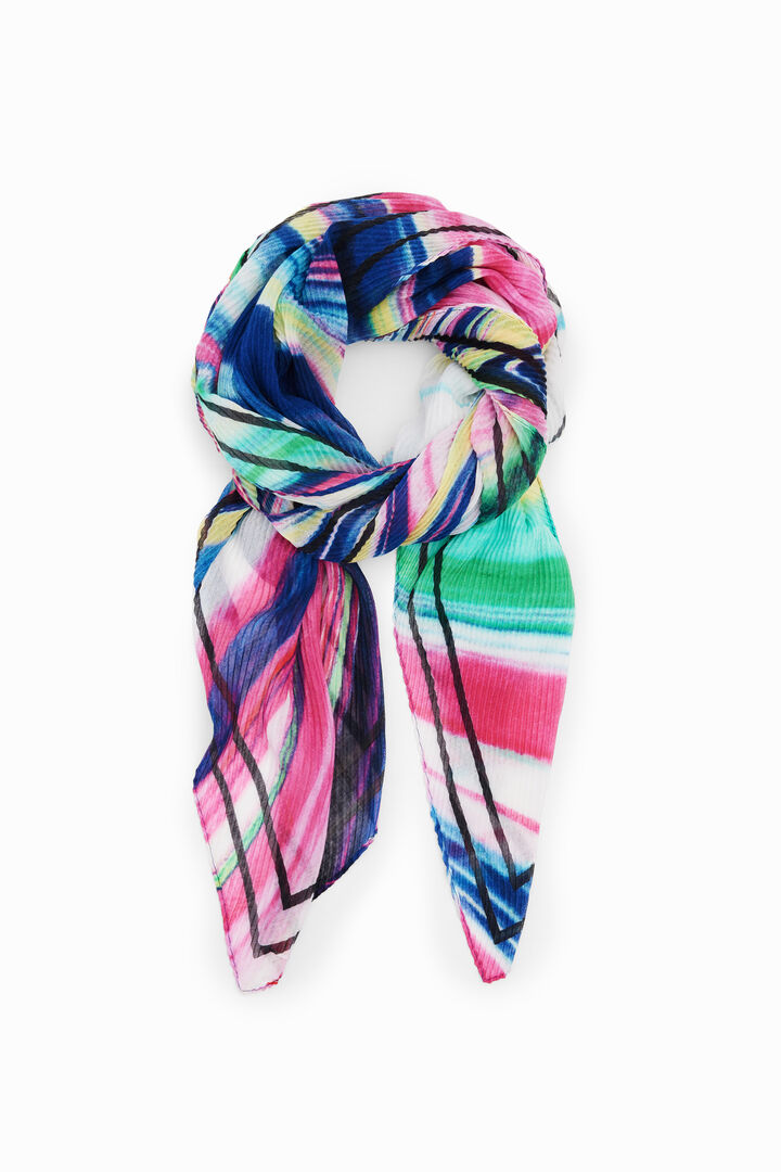 Multicolour pleated rectangular foulard | Desigual