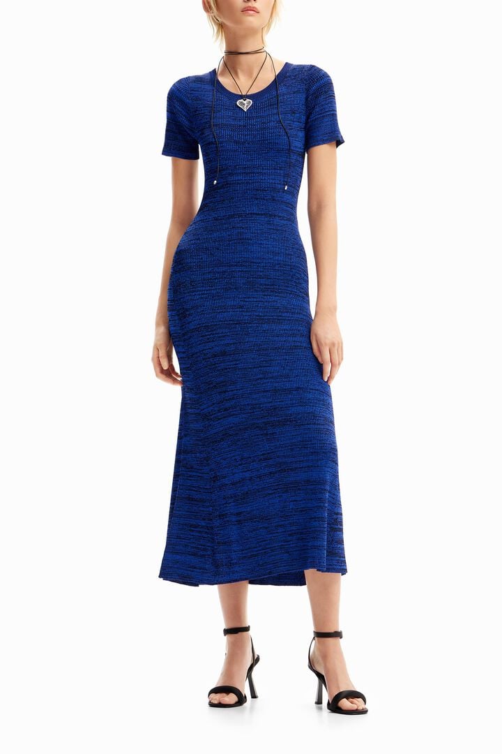 Long mottled ribbed dress | Desigual