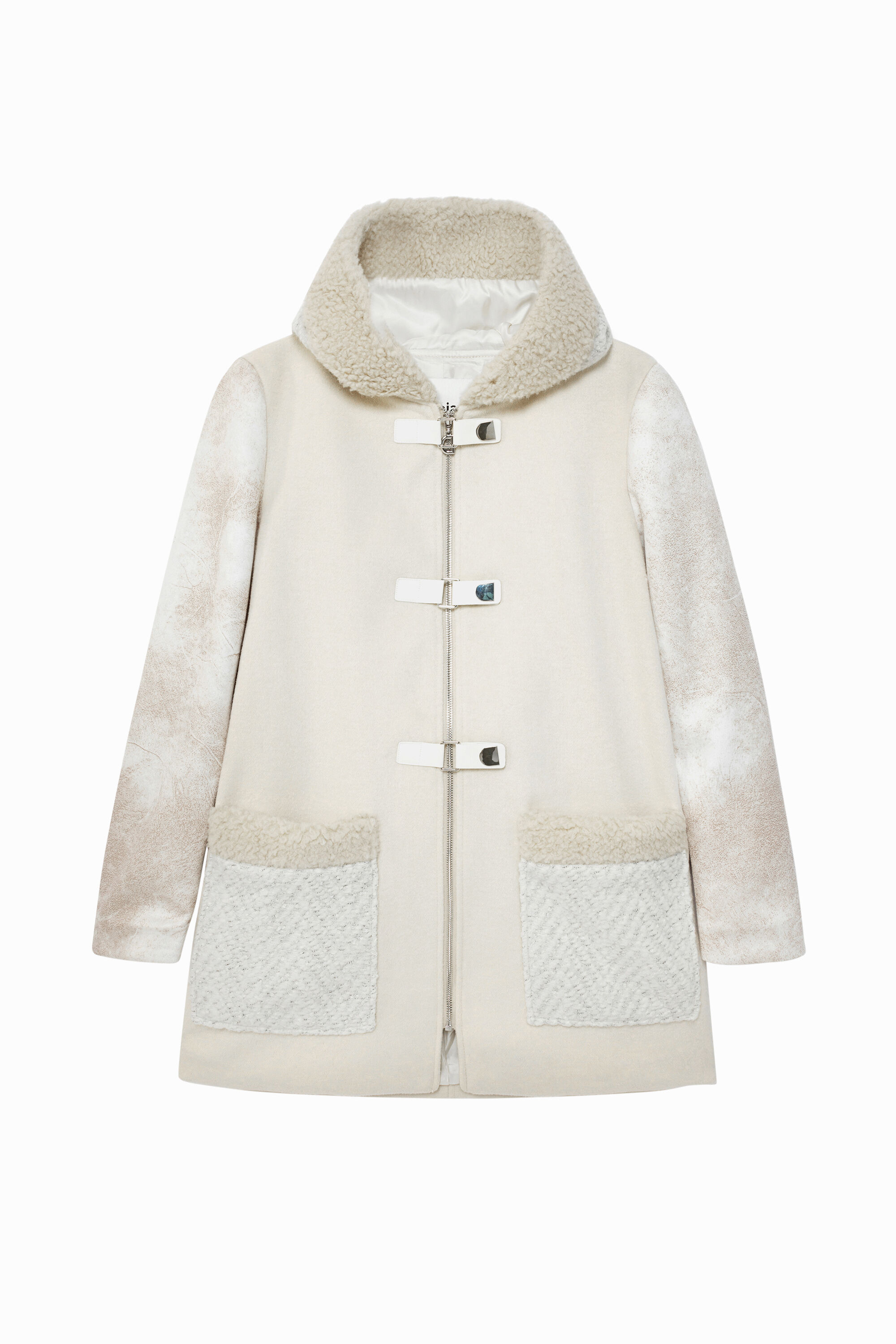 Manteau en laine melangee capuche
