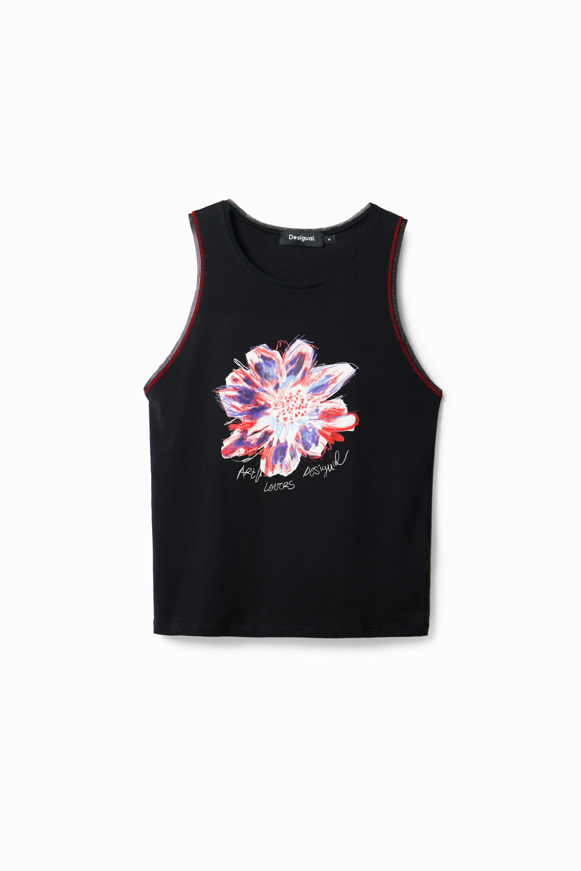 Camiseta sin mangas flor - BLACK - M