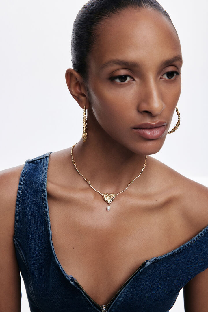 Zalio gold-plated pearl pendant | Desigual