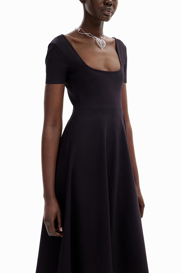 Short-sleeved solid-coloured midi dress | Desigual
