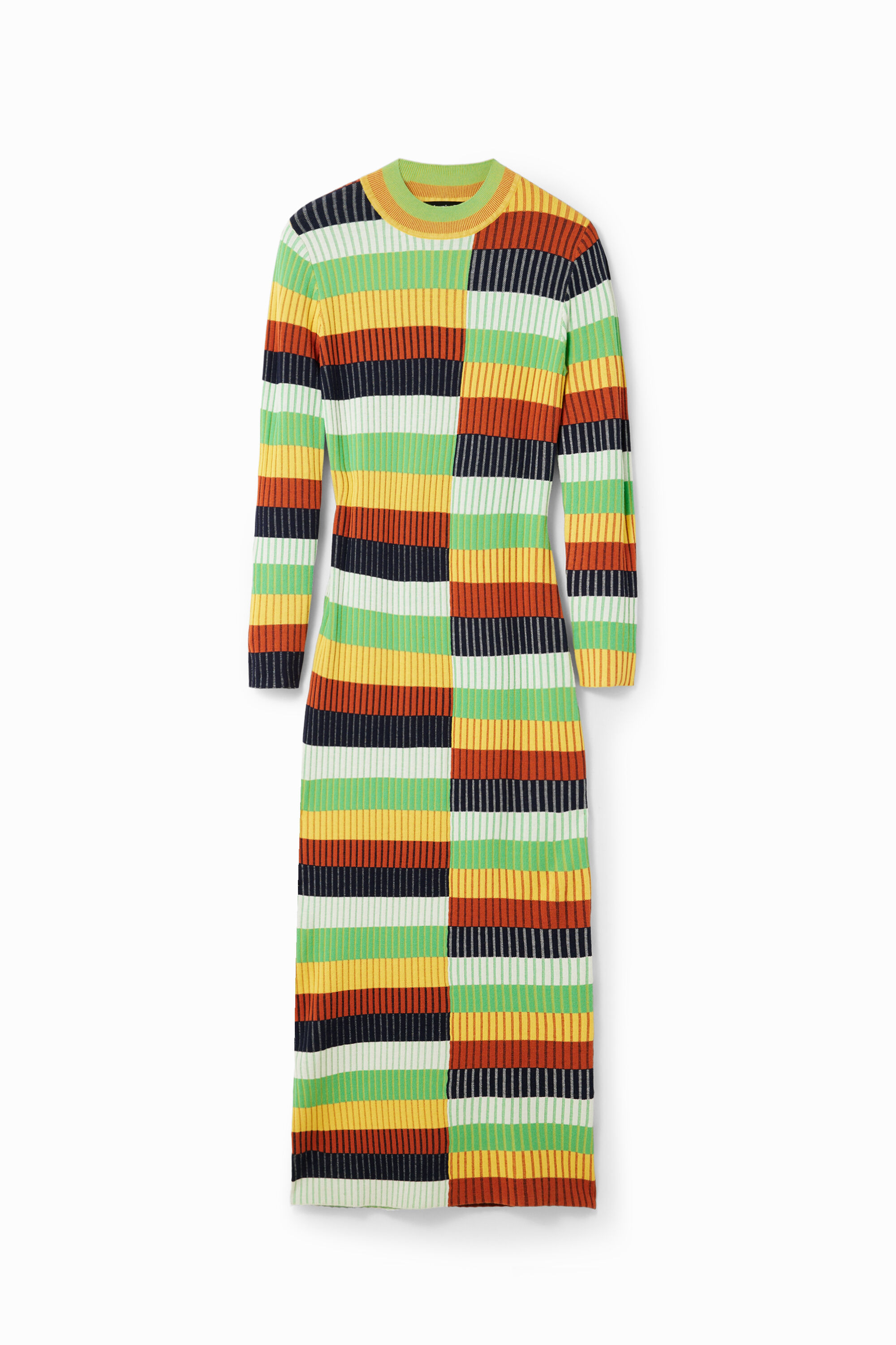 desigual Gebreide midi-jurk met strepen - MATERIAL FINISHES