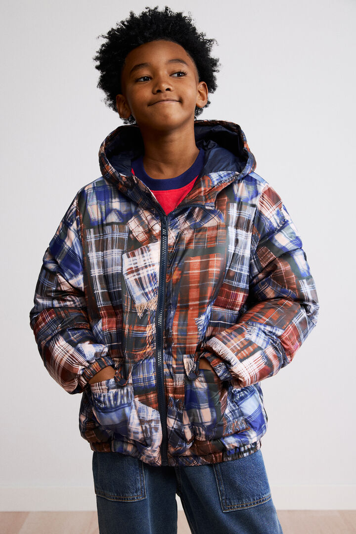 Quilted check coat