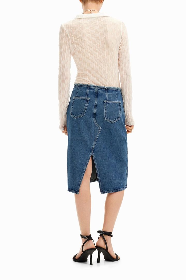 Midi-Rock, gestreifter Denim-Effekt | Desigual