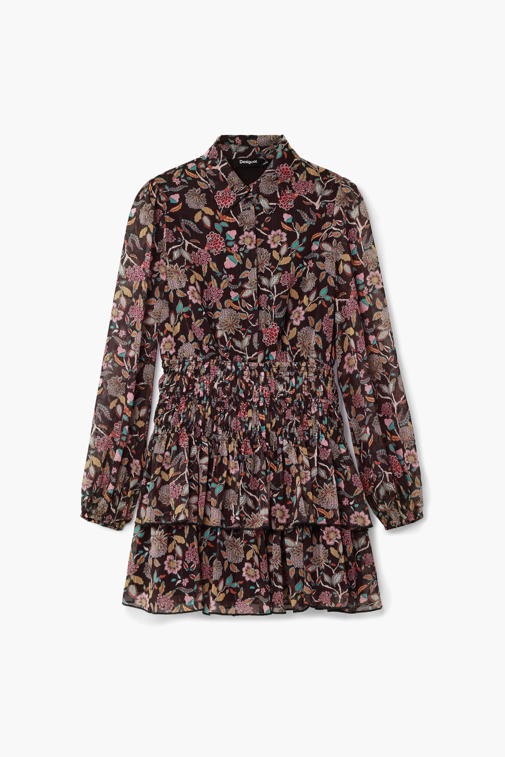 Desigual, Kurzes Blumenkleid, Polyester, Schwarz, S