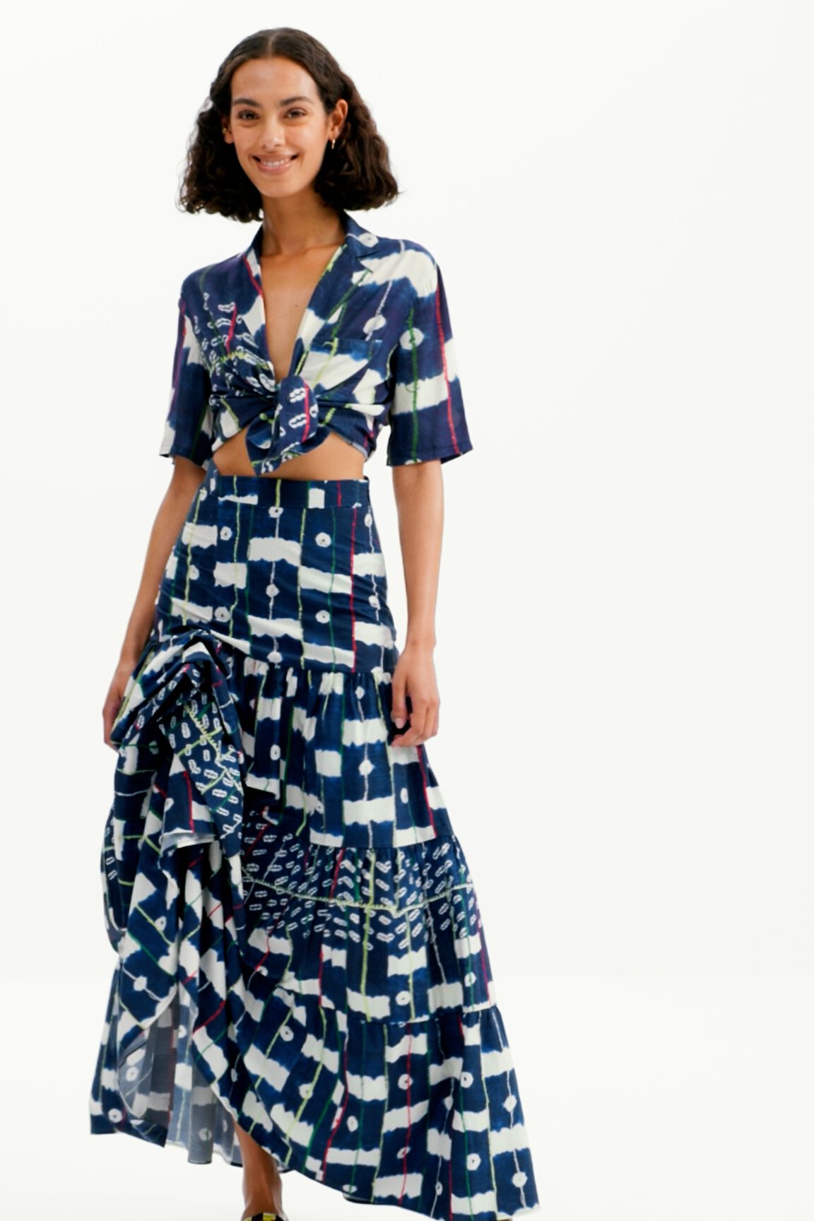Falda larga desigual shop
