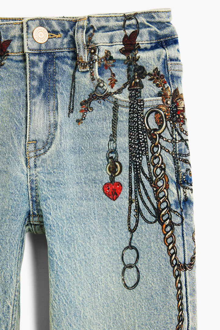 Chain denim trousers