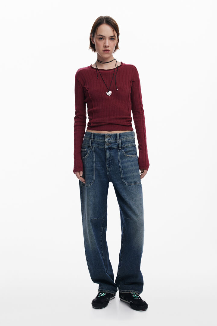 T-shirt en coton coutures | Desigual