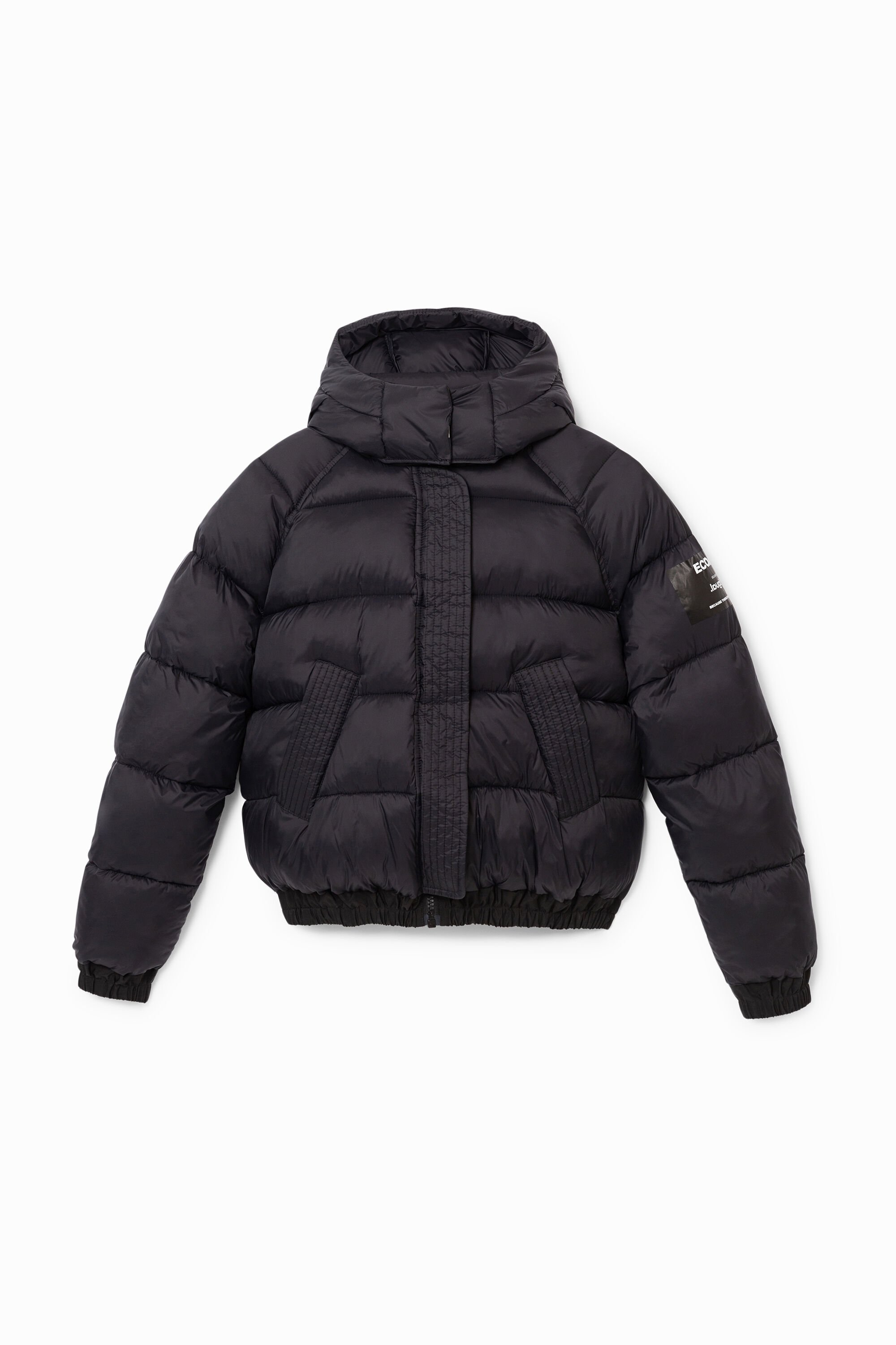 Short padded hooded jacket store