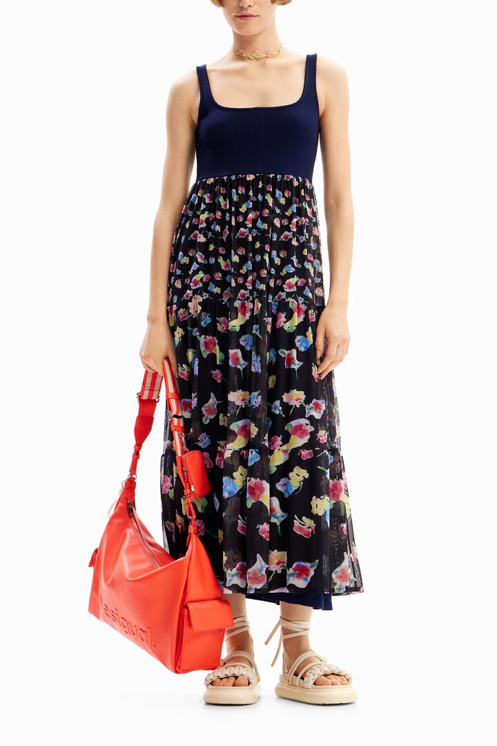 Vestido midi combinado flores | Desigual