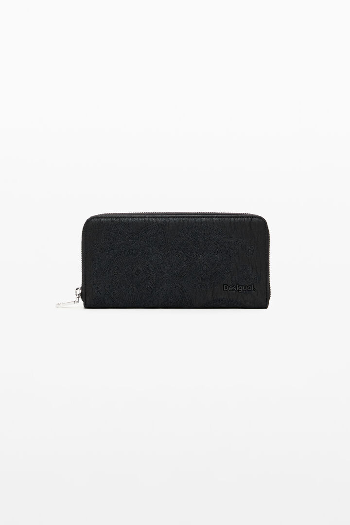 Large wallet with floral embroidery | Desigual