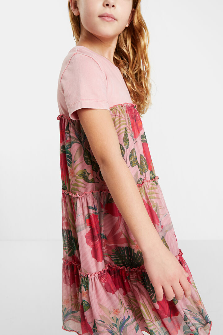 T-shirt dress flounces flowers | Desigual