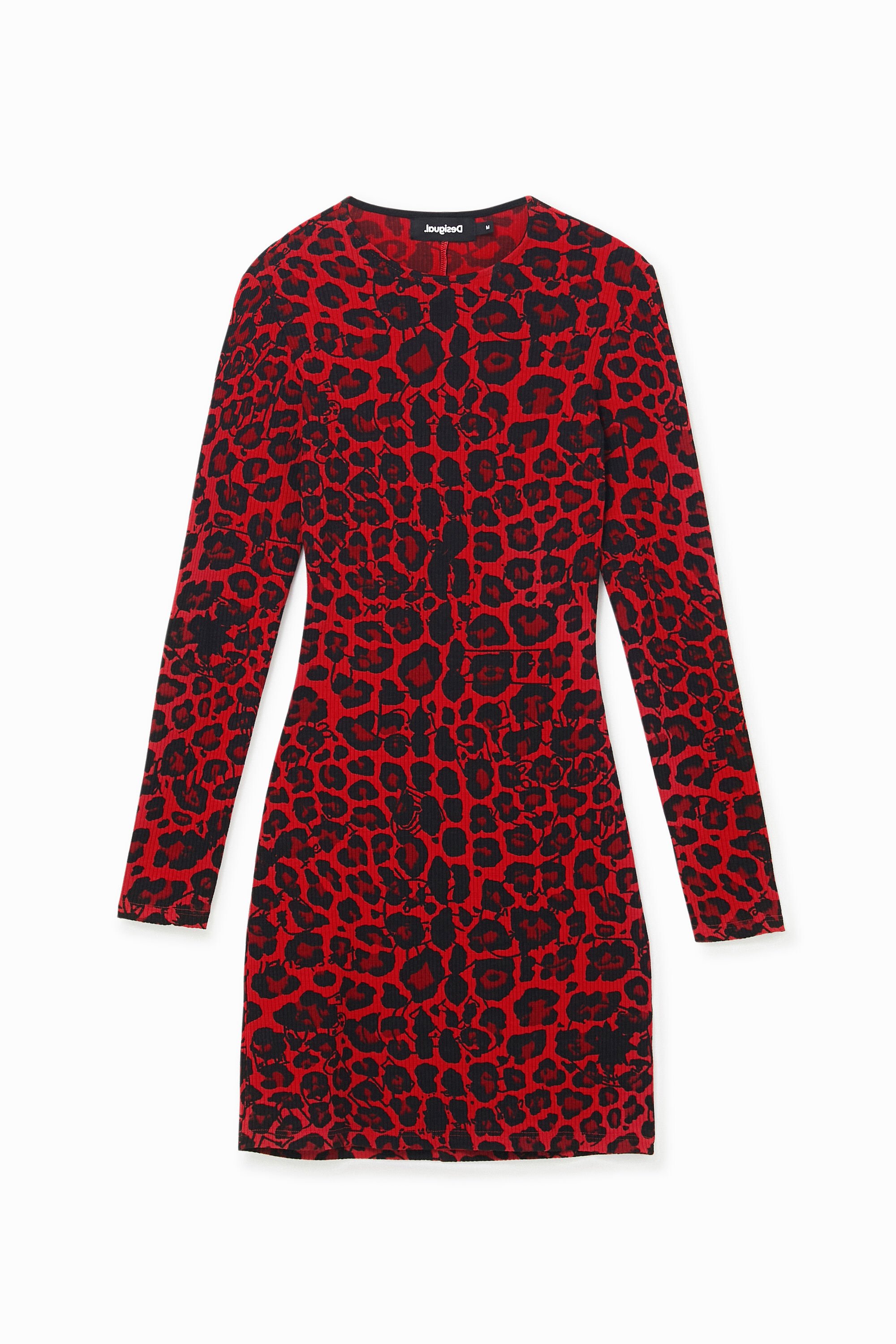 Kurzes Kleid Slim Fit Leo-Print