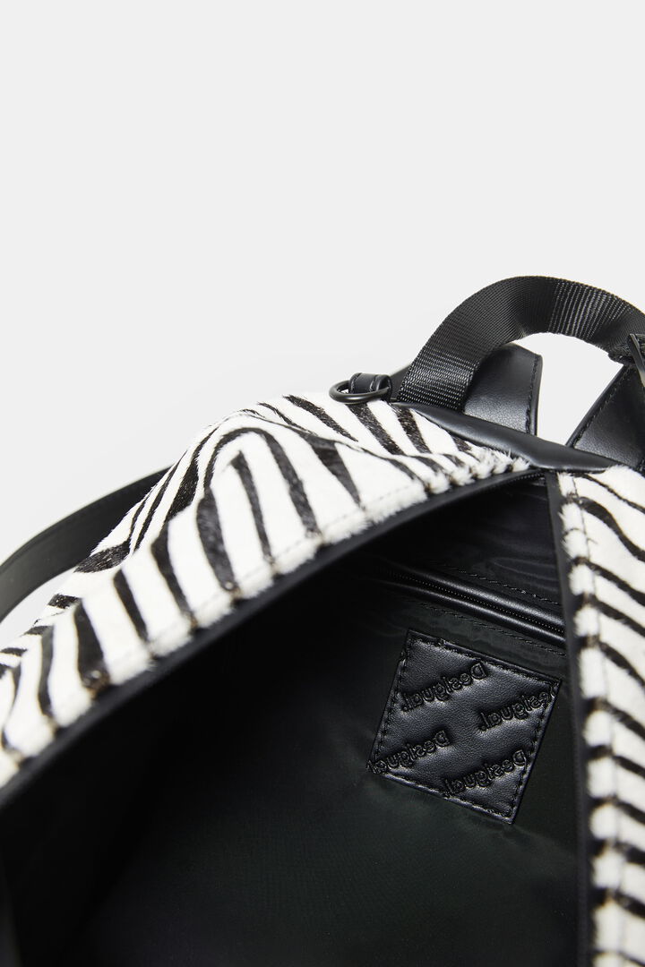 Zebra-print leather backpack | Desigual