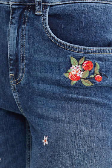 Push-up skinny jeans met bloemen | Desigual