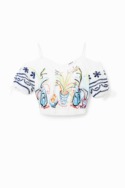 Kratka nabrana rožasta bluza