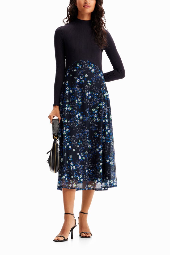 Combination floral midi dress | Desigual
