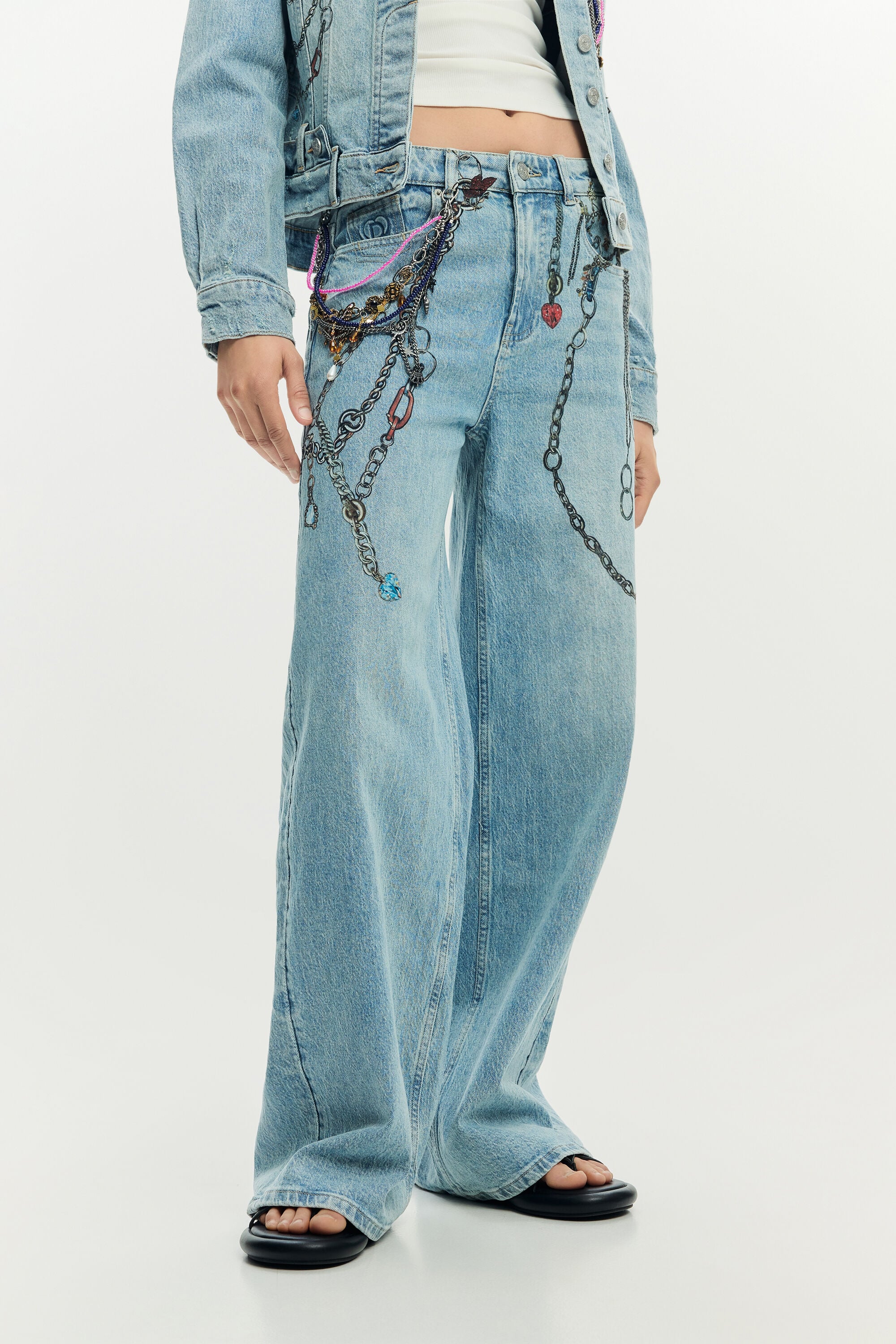 チェーン付きデニムパンツ 青 女性用 I Desigual.com