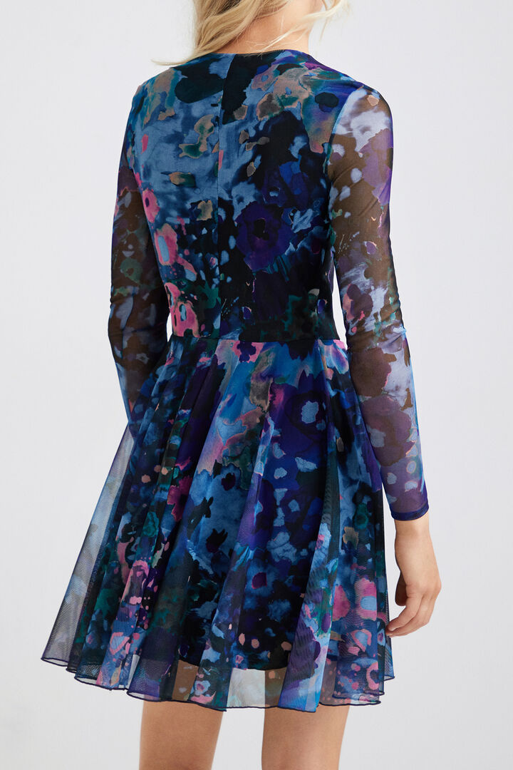 Korte wijd uitlopende jurk met print | Desigual