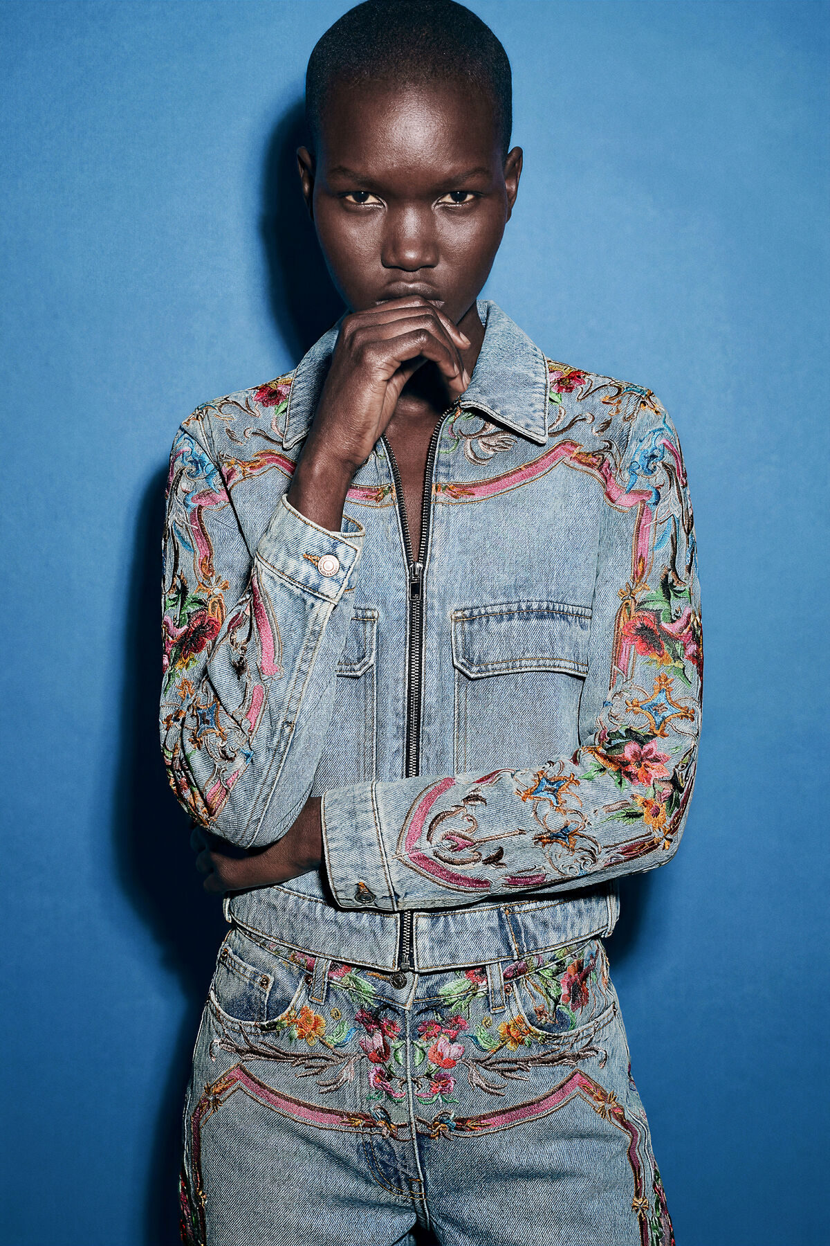 プリントデニムジャケット 綿100% 青 女性用 I Desigual.com