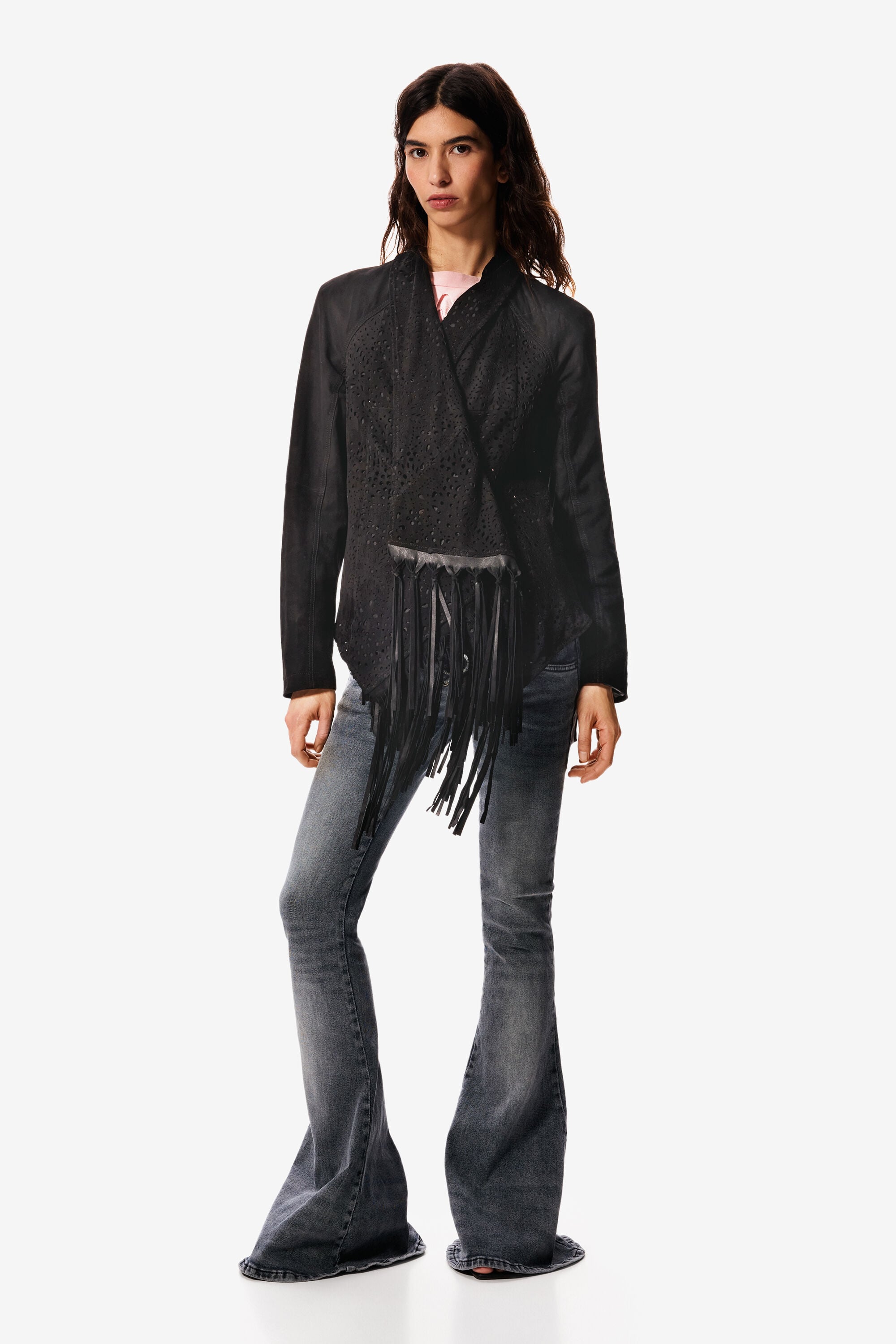 Desigual, Asymmetrische jacke aus 100 % leder masha popova, Damen, Ziege, Schwarz, XS