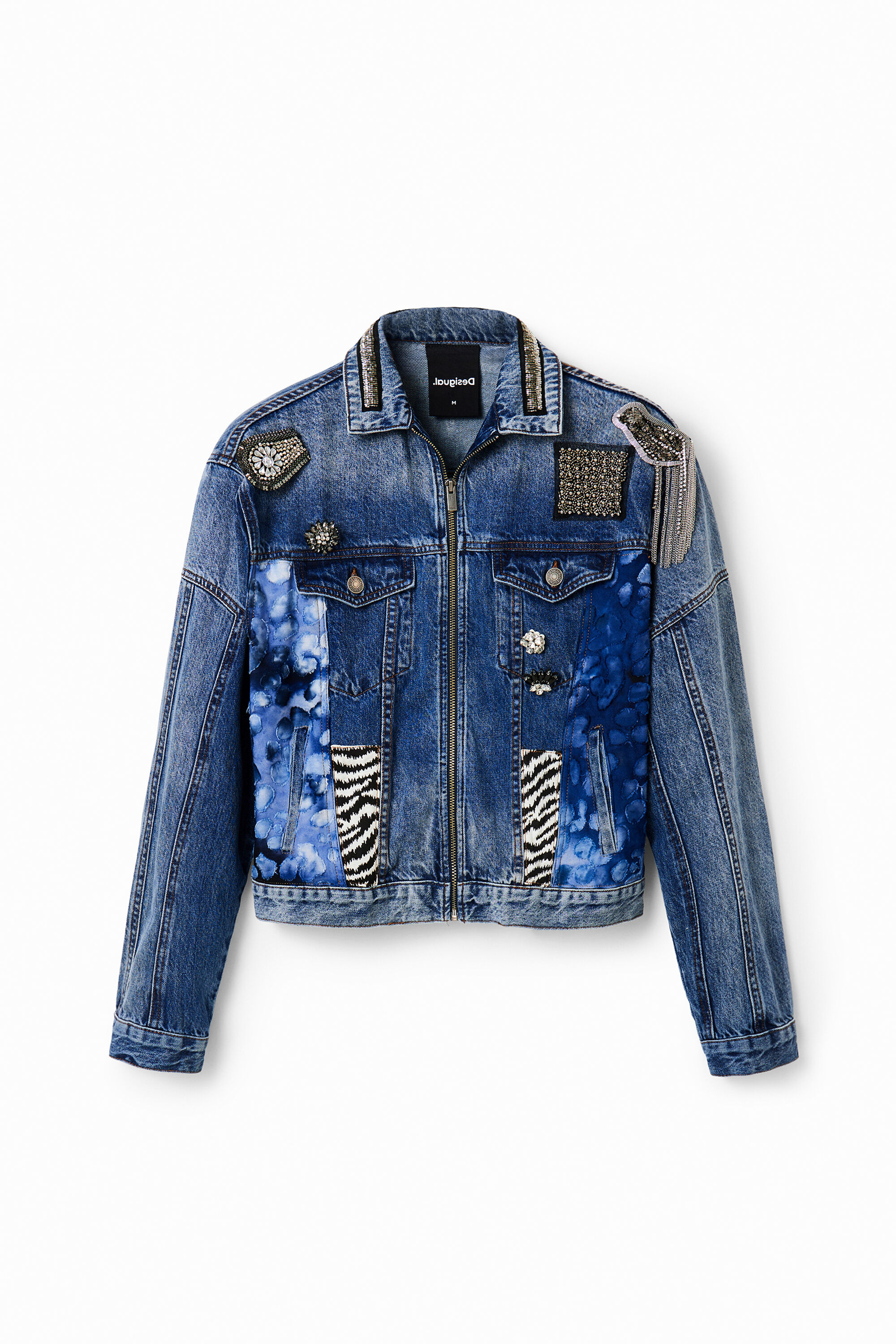 Oversize patchwork denim trucker jacket