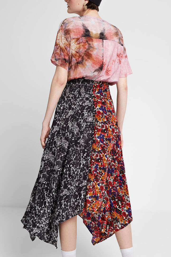 Asymmetric patch print dress | Desigual
