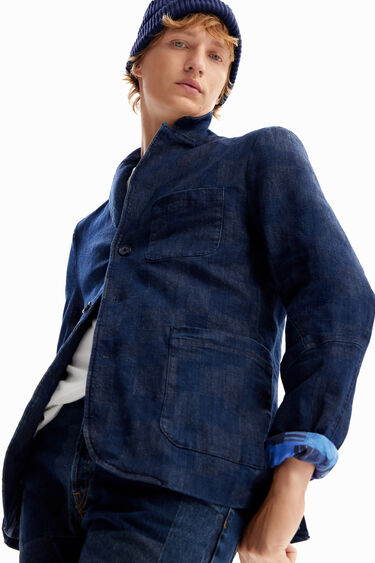 Geruite denim blazer | Desigual