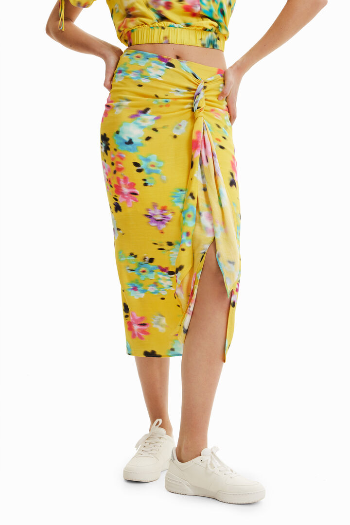 Handkerchief slit midi skirt | Desigual