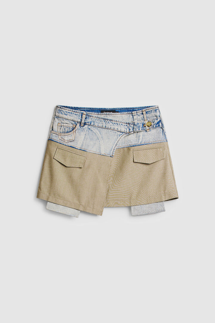 Kurzer Rock aus zwei Materialien | Desigual