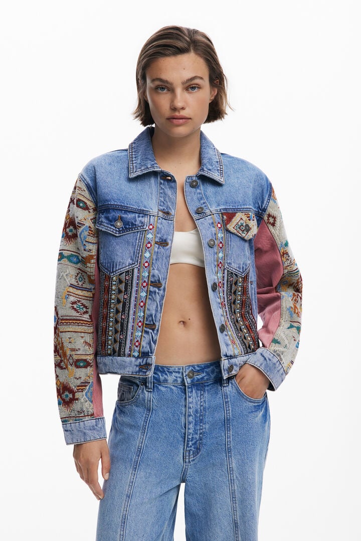 Boho džínová bunda