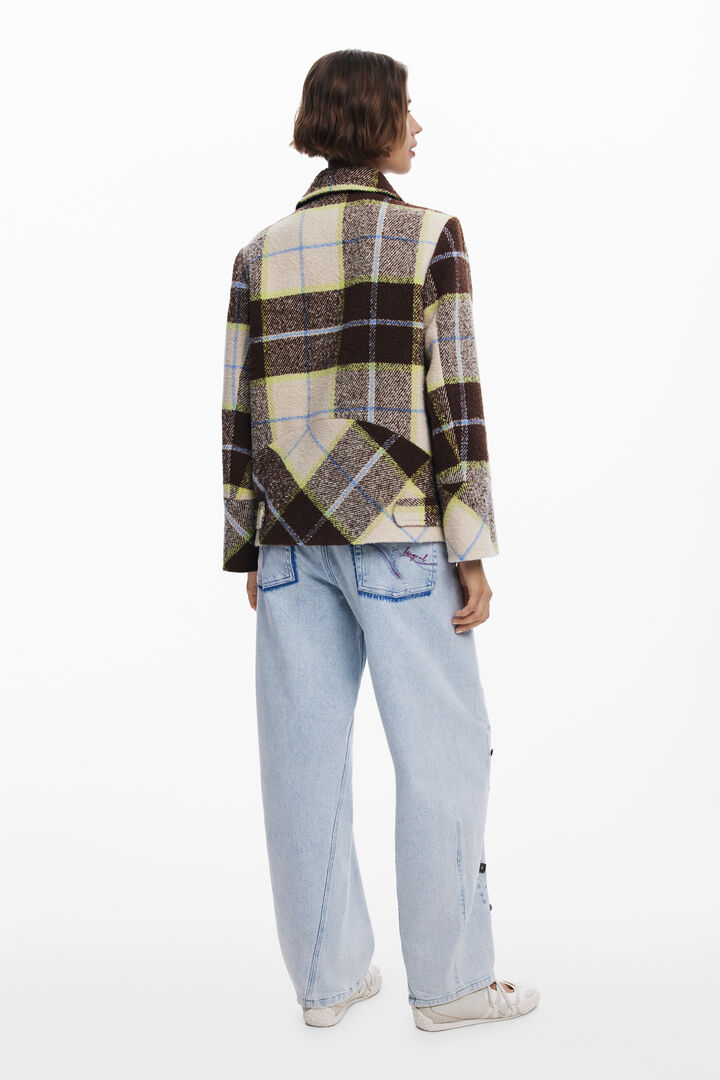 Manteau court croisé à carreaux | Desigual